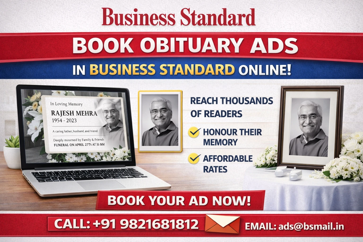 Book Obituary Ads in Business Standard Newspaper Online